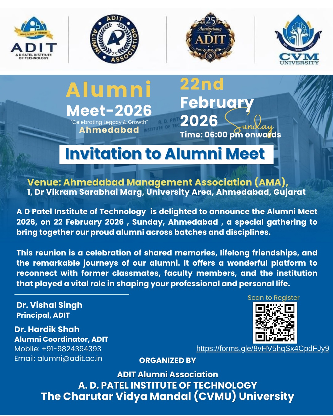 ADIT Alumni Meet-2026 at Ahmedabad Poster