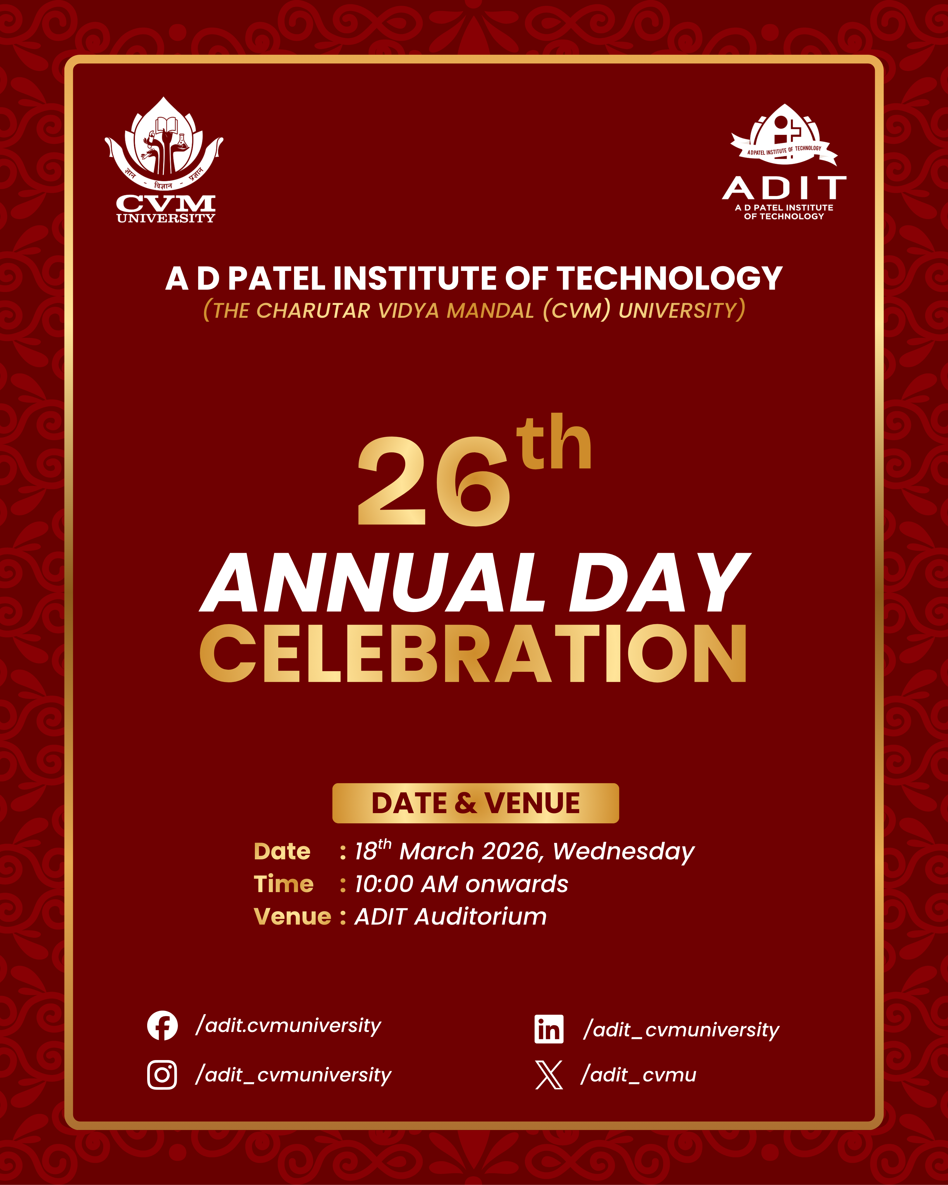 Annual Day Celebration 2026 Poster